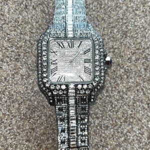 Iced out moissanite watch